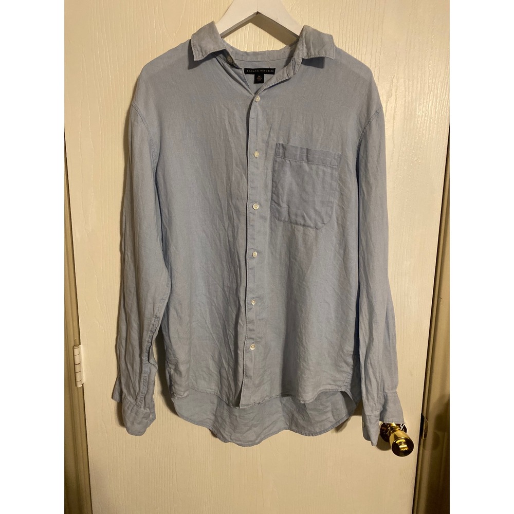 Banana Republic Mens Light Blue 100% Linen Button Down Size M Long Sleeve
0758